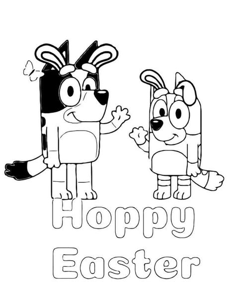 Draw Bluey And Bingo, Bluey Easter Coloring Pages, Bluey Cartoon Outline, Bluey Clipart Black And White, Bluey Activity Sheets, Family Easter, Coloring Pages Inspirational, Easter Coloring Pages, Easter Colouring