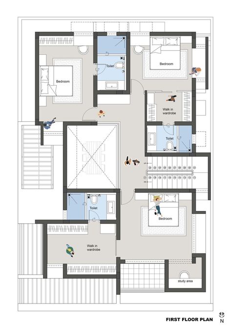 Bungalow Plans Layout, Modern House Design Floor Plan, Mid Century Modern House Plans, Rendered Floor Plan, Plan Architecture, Indian House Plans, Layout Plan, Free House Plans, House Floor Design