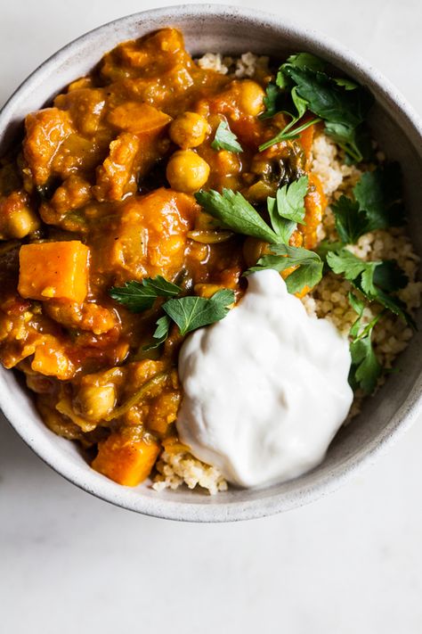 Moroccan Sweet Potato Stew | The Full Helping Moroccan Sweet Potato, Sweet Potato Stew, Potato Stew, Sweet Potato Spinach, Stewed Potatoes, Stew Recipes, One Pot, A Bowl, Soups And Stews