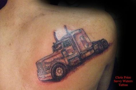 18 wheeler Trucker Tattoo, Truck Tattoo, Half Sleeve Tattoos Forearm, Heaven Tattoos, Family Tattoo Designs, Native Tattoos, Tattoo For Son, Dad Tattoos, Memorial Tattoo