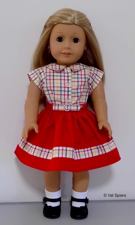 Doll Clothes Patterns by Valspierssews: Valspierssews Pattern Club Vintage Skirt and Blouse for 18" dolls American Girl Outfits, Waldorf Dolls Clothes, American Girl Doll Diy, Girls Clothes Patterns, Doll Closet, American Girl Patterns, Doll Clothes Patterns Free, American Girl Doll Patterns, American Girl Doll Clothes Patterns