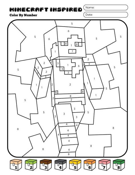 How To Draw Minecraft Step By Step, Adult Color By Number Free Printables, Minecraft Activities For Kids, Minecraft Worksheets, Library Minecraft, Minecraft 6, Minecraft Activities, Disney Coloring Pages Printables, Printable Minecraft