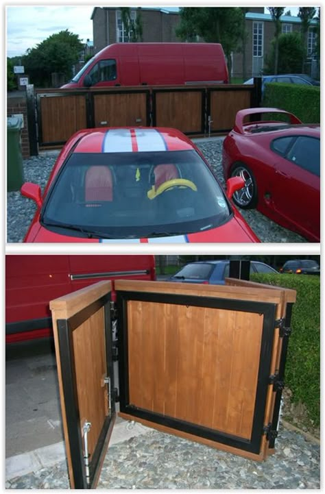 Retractable Gate Diy, Carport Gates Ideas, Diy Gate Driveway, Gate Within A Gate, Accordion Gate Outdoor, Folding Fence Gate, Car Gate Ideas, Folding Gates Driveway, Retractable Driveway Gate