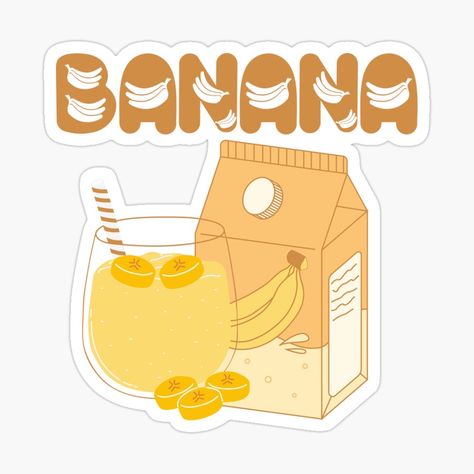 Milk Sticker, Banana Smoothie, Cute Illustration, Bananas, Sticker Design, Smoothie, Vinyl Sticker, Bullet Journal, Milk