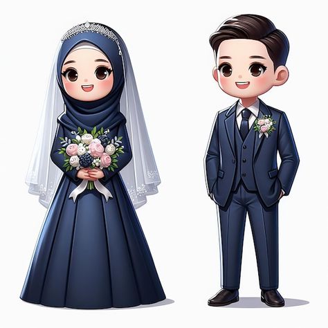 MUSLIM COUPLE, 145 Best Premium Graphics on Freepik Muslim Couple Cartoon Art, Wedding Couple Cartoon Muslim, Eid Cartoon, Muslim Wedding Couple, Snack Tower, Wedding Invitation Posters, Wedding Couple Cartoon, 2d Illustration, Wedding Muslim