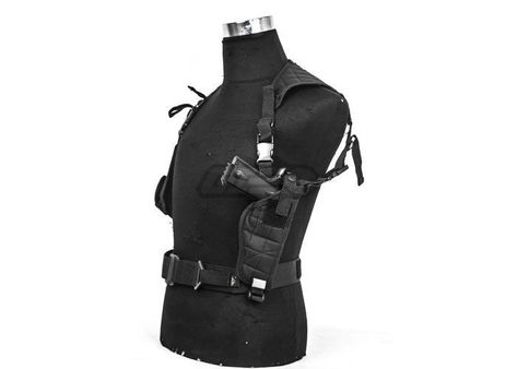 Assassin Fashion, Vertical Shoulder Holster, Superhero Oc, Male Reference, Splinter Cell, Shoulder Holster, Shoulder Harness, Tactical Wear, Tactical Gear Loadout