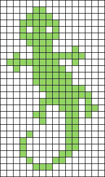 Alpha pattern #70974 variation #166037 Lizard Cross Stitch, Simple Crochet Tapestry, Crochet Lizard Pattern, Alpha Patterns Simple, Alpha Pattern Simple, Small Tapestry Crochet Pattern, Simple Alpha Patterns, Small Alpha Patterns, Knitting Graphs