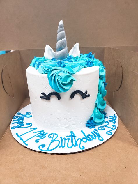 Blue Unicorn Cake Birthday, Blue Unicorn Birthday Party, Blue Unicorn Cake, Simple Unicorn Cake, Boy Unicorn, Unicorn Cake Design, 6th Birthday Girls, Cake Boy, 5 Birthday