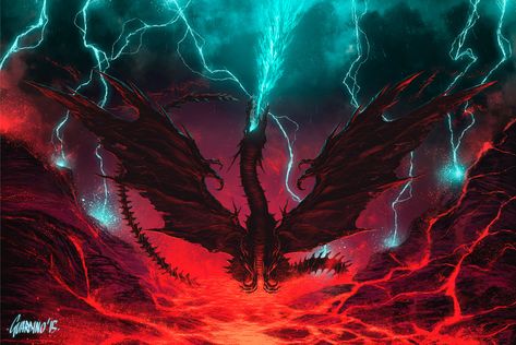 ArtStation - Fire n' Thunder, Andrea Guardino Thunder Dragon Art, Dragons Nine Realms Thunder, Blue Fire Dragon Art, Lightning Dragon, Chromatic Dragon, Thunder Dragon, Here Be Dragons, Dark Cyan, Dragon Stuff