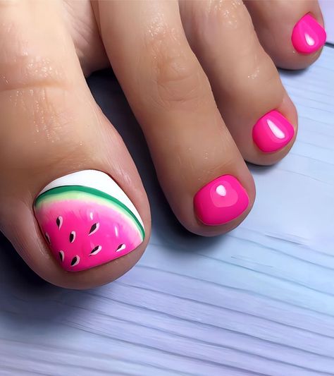 Best 16  summer toe nails you must try this year Pink Toe Nails, Toenail Designs Summer, Simple Toe Nails, Summer Pedicure, Cute Summer Nail Designs, Watermelon Nails, Tropical Nails, Summer Toe Nails, Pedicure Designs