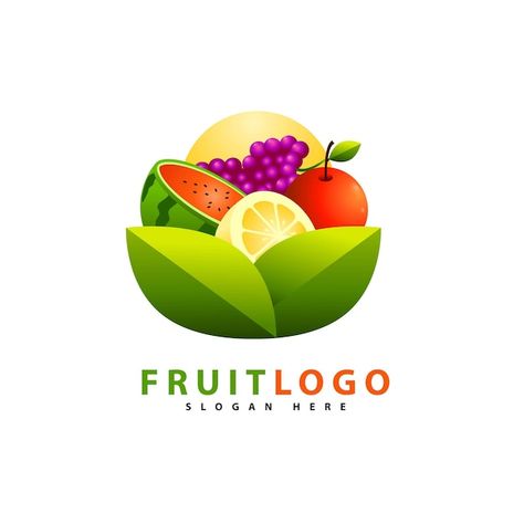 Fruits Logo Design Ideas, Fruit Logo Design Ideas Creative, Fruits Logo, Fruit Logo Design Ideas, Combination Logo Design, Fruit Logo Design, Juice Logo, Logo Nature, Fruit Bushes