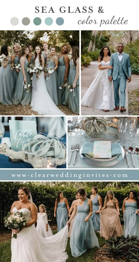 Top 10 Inspiring Wedding Color Trends for 2022 Couples – Clear Wedding Invites Lakeside Wedding Color Scheme, Beach Theme Wedding Colors Colour Schemes, Wedding Themes August, Sea Glass Color Wedding Flowers, Sea Glass And Blush Wedding, Wedding Colour Schemes March, Wedding Colour Schemes June, Beach Wedding Pallet Colour Palettes, Wedding Colour Schemes Beach