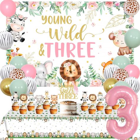 Wild And 3 Birthday Party Girl, Wild Three Birthday Party Girl, Wild And Three Birthday, Three Birthday Theme Girl, Wild And Three, Girl 3rd Birthday Party Ideas, Young Wild And Three Birthday Girl, Young Wild And Three Birthday Cake, Wild And Three Birthday Girl