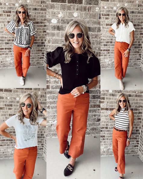 Faux-Leather D-Ring Belt for Women … curated on LTK Orange Chinos Outfit Women, Burnt Orange Joggers Outfit, Burnt Orange Wide Leg Pants Outfit, Burnt Orange Jeans Outfit, Orange Pants Outfit Winter, Burnt Orange Pants Outfit Fall, Copper Pants Outfit, Orange Pants Outfit Summer, Rust Colored Pants Outfit