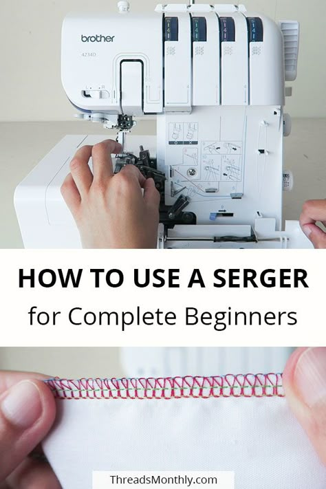 Surger Sewing Machine, Surging With A Sewing Machine, Serger Sewing Patterns, Brother Serger 1034dx Tutorials, Brother Serger 1034d Cheat Sheet, How To Use An Overlocker, Serger Sewing Machine, Threading A Serger, Free Serger Sewing Projects