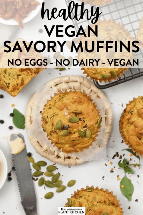 An easy Vegan Savory Muffin recipe perfect as a quick savory breakfast muffin or a vegan kid lunch for school. Bonus, these vegan muffins are packed with 3 vegetables and a bunch of plant-based proteins! Vegan Savoury Muffins, Healthy Savoury Muffins, Muffins Zucchini, Vegan Breakfast Muffins, Savory Breakfast Muffins, Lunch For School, Savory Muffins Recipes, Veggie Muffins, Breakfast Muffin