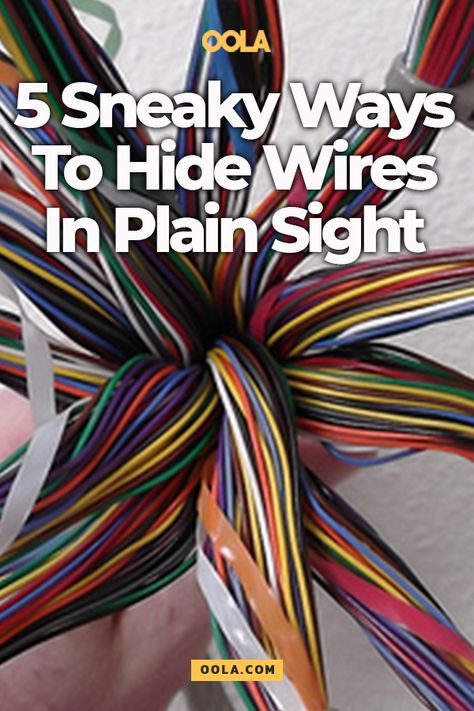 5 Sneaky Ways to Hide Wires in Plain Sight Ways To Hide Wires On Wall, Hiding Wires On Wall Creative Ideas, Cover Wires On Wall, Wire Covering Ideas, Wire Hiding Ideas, Hide Tv Cords On Wall Without Holes, Tv Wall Wire Hide, Hide Wires On Wall, How To Wind Up Extension Cord