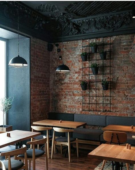 Booth Seating Design, Brick Wall Ideas, Café Design, Cafe Seating, Design Café, Decoration Restaurant, Restaurant Seating, Interior Vintage, Coffee Shops Interior