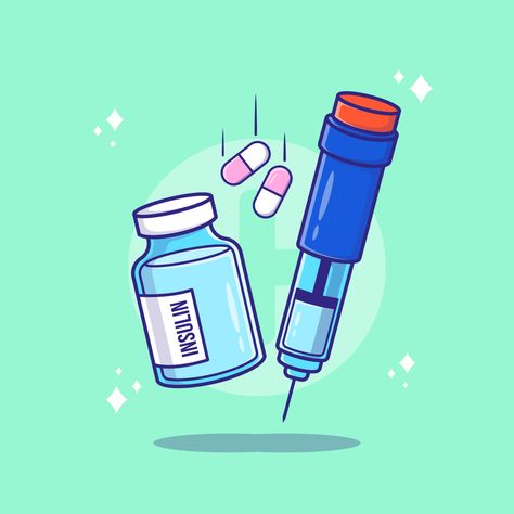 Syringe Illustration, Medicine Images, Types Of Insulin, Generic Medicines, Med School Motivation, Type 1, Premium Vector, Medicine, Vector Illustration