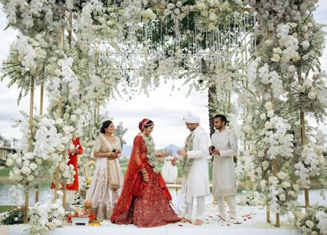 White Mandap, Indian Reception, Indian Designers, Mandap Decor, Scottsdale Wedding, White Indian Wedding, Wedding Mandap, Vogue Wedding, Tuscan Wedding