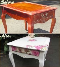 Diy Decoupage Furniture, Muebles Shabby Chic, Diy Furniture Chair, Painting Old Furniture, Upcycled Furniture Diy, Decoupage Diy, Decoupage Furniture, Interior Design Diy, Refurbished Furniture