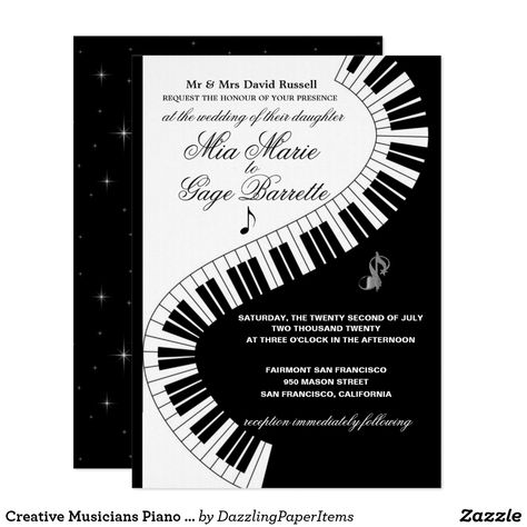 Piano Wedding, Fairmont San Francisco, Music Themed Wedding, Zazzle Wedding, Creative Wedding Invitations, Kids Poems, Keys Wedding, Flower Store, Carton Invitation