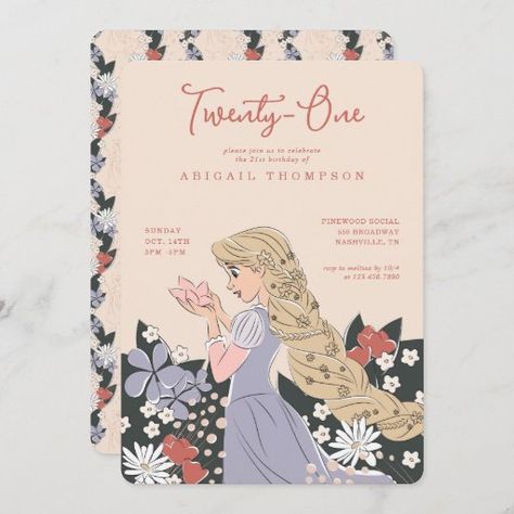 Rapunzel Invitations, Sweet Sixteen Birthday Invitations, Rapunzel Birthday Party, Tangled Birthday, Rainbow Birthday Invitations, Floral Birthday Invitations, Rainbow Invitations, Disney Princess Rapunzel, 21st Birthday Invitations