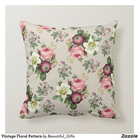 Vintage Floral Pattern Throw Pillow Vintage Floral Pattern, Pattern Pillow, Patterned Throw, Patterned Throw Pillows, Beautiful Gifts, Custom Throw Pillow, Pillow Pattern, Floral Patterns, Couch Bed