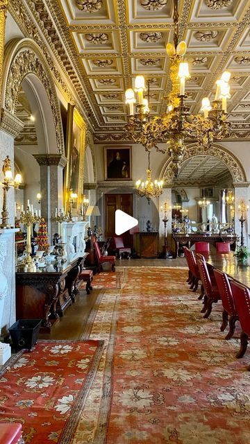 Christopher John Davies on Instagram: "Continuing our tour of Belvoir Castle, this reel shows the splendid State Dining Room. 
.
Inspired by a visit to Rome in the early 1800’s the Fifth Duchess of Rutland, Elizabeth, wanted to create her own version of a Roman interior, and chose the Dining Room to great effect. The coffered ceiling is copied from the Church of Santa Maria Maggiore, the main difference being that in each panel Elizabeth decided on flowers, each and every one different to the others. 
.
The most impressive thing about this room are the five recessed arches, in marble, decorative vines surround them, each flanking a sideboard. 
.
The furniture in this room, including the sideboards, was supplied by Gillow, a very popular Regency cabinet maker based in London. 
.
The full le Roman Interior, Decorative Vines, Belvoir Castle, Santa Maria Maggiore, Room Inspired, Castle Wall, Coffered Ceiling, Cabinet Makers, Santa Maria