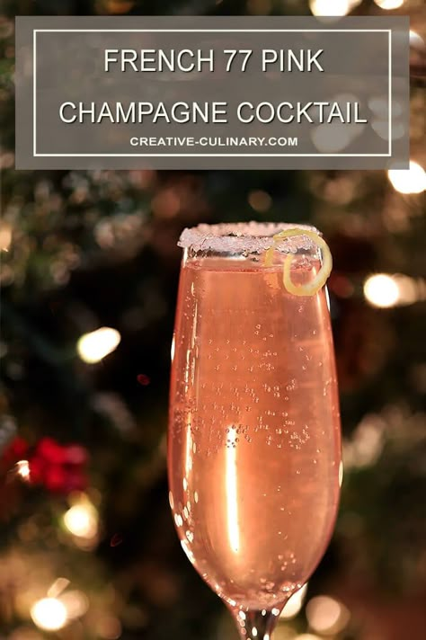 Similar to the French 75, the French 77 Pink Champagne Cocktail adds Elderflower Liqueur to the mix. Another great celebratory cocktail for big days! Elderflower Cocktail, Valentine Cocktails, French 75 Cocktail, French Cocktails, Champagne Recipes Cocktails, Champagne Drinks, Batch Cocktails, French 75, Happy Hour Cocktails