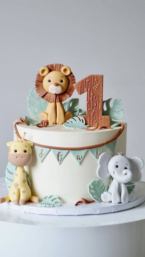 Teddy Bear Birthday Cake, Safari Baby Shower Cake, Bear Baby Shower Cake, Jungle Theme Cakes, Music Birthday Party, Baby Boy Birthday Cake, Animal Birthday Cakes, Special Birthday Cakes, Picnic Birthday Party