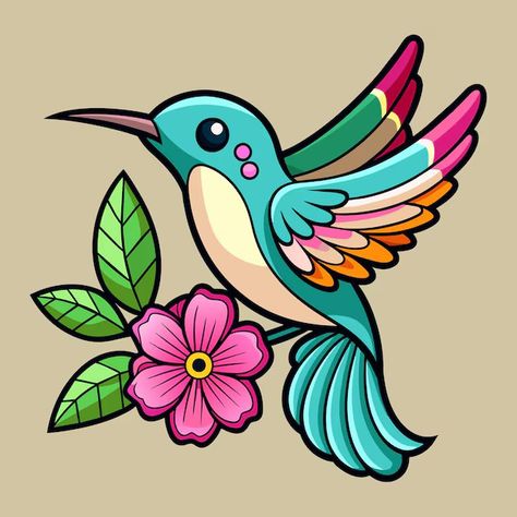 Cartoon Flower Painting, Simple Bird Drawing, Hummingbird Drawing, Wrist Tattoo Designs, Unique Wrist Tattoos, Hummingbird Painting, Fabric Painting Techniques, Flower Drawing Design, Hummingbird Art