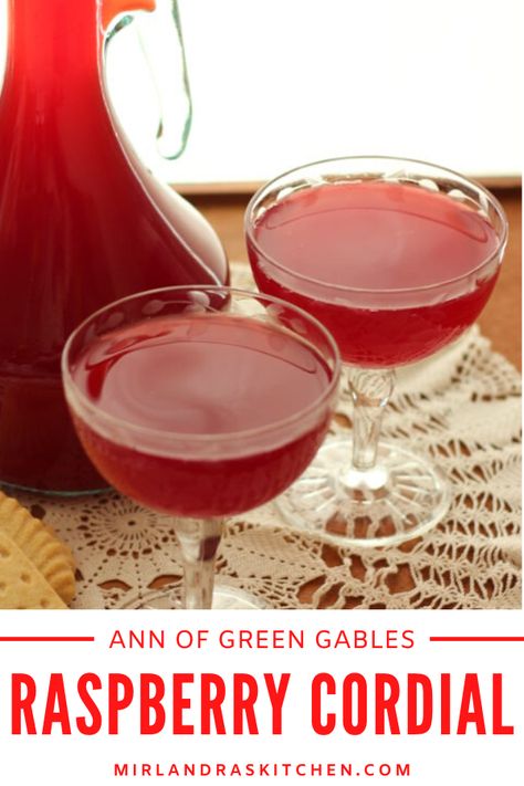 Raspberry Cordial Anne Of Green Gables, Raspberry Cordial Recipe, Literary Food Recipes, Anne Of Green Gables Recipes, Diy Cordial, Raspberry Drink Recipes, Drinks Homemade, Homemade Liquors, Raspberry Cordial