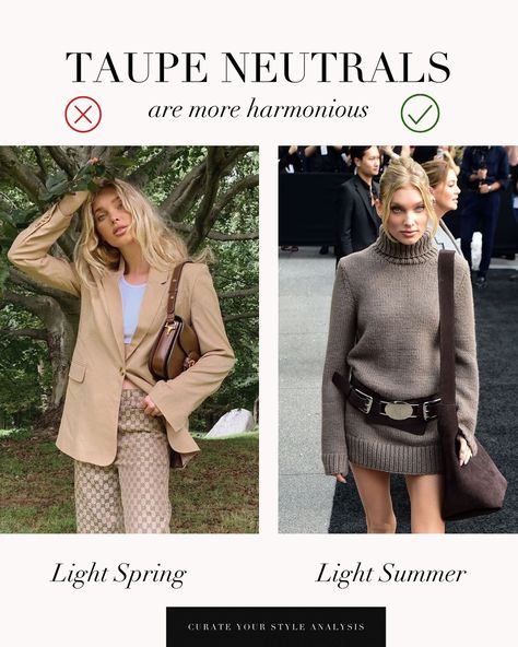 A Light Spring VS Light Summer comparison of Elsa Hosk 🤍 . #coloranalysis #colouranalysis #coloranalyst #lightsummer #lightspring #elsahosk Light Summer Soft Classic, Light Summer Color Analysis Outfits, Light Summer Color Outfits, Summer Palette Outfits, Light Spring Celebrities, Light Summer Outfits, Light Summer Style, Summer Outfits Trendy, Concept Wardrobe