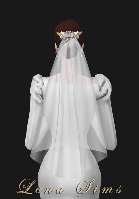 The Sims 4 Wedding Dress, Wedding Sims 4, Sims 4 Wedding Cc, Sims 4 Korean, Sims Wedding, The Sims 4 Pack, Sims 4 Wedding Dress, Elbow Veil, Ts4 Accessories