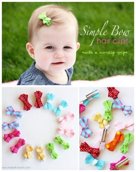 No-Slip  Bows for Babies - 30 Fabulous and Easy to Make DIY Hair Bows Perlengkapan Bayi Diy, Hair Bow Tutorial, Diy Baby Shower Gifts, Baby Hair Accessories, Shower Bebe, Baby Hair Clips, Bow Tutorial