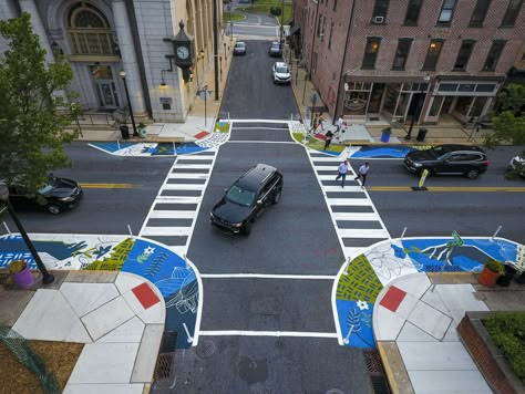 Traffic Calming Urban Design, Walkable City Urban Planning, Sidewalk Design, Traffic Calming, Tactical Urbanism, Bus Stop Design, Streetscape Design, Walkable City, Urban Design Graphics