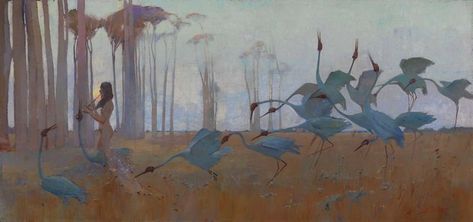 Sydney Long — The Spirit of the Plains /1897 Australian Painting, Long Painting, Australian Painters, Galleria D'arte, Magical Images, Australian Art, Australian Artists, Art Movement, Modern Painting