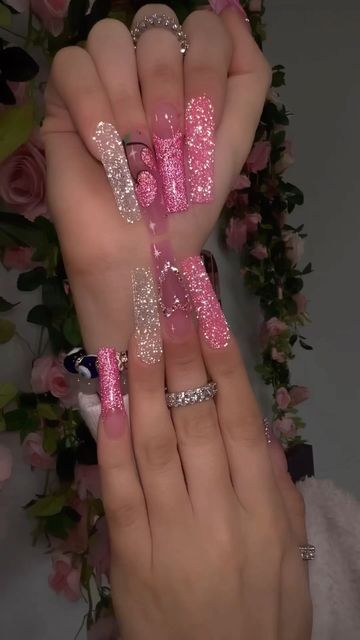 Reflective Glitter Nails, Valentine Vibes, Reflective Nails, Nail Designs Glitter, Nail Pro, Heart Stickers, Valentine's Day Nails, Valentines Nails, Aaliyah