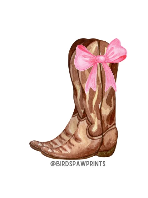 Cowgirl Boot Bow Wall Art Made to print! Comes without watermark Cartoon Cowgirl Boots, Cowgirl Crafts, Cute Cow Art, Cowboy Boot Art, Cowboy Boots Print, Coquette Wall Art, Boots Art, Bow Wall, Big Little Basket