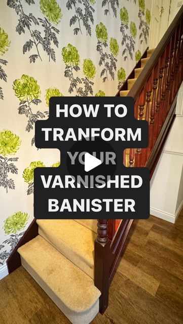 Charlotte Allen | HOW TO DIY on Instagram: "TRANSFORM YOUR VARNISHED BANISTER  Here’s my process for painting varnished woodwork   Bin Aqua by @zinsseruk  Topcoat is ScuffX Eggshell (superwhite) by @benjaminmooreuk  Ice Fusion Mini roller by @prodecdecorating   Any questions please comment ⬇️   #beforeandafter #hallwaytransformation #banister #paintinganddecorating #transformation #houserenovation #hallwayinspiration" Coloured Bannister Ideas, Stair Railing Makeover Paint, Upgrade Stair Railing, Painting Radiators Diy, Painted Bannister Ideas, Painting Bannister, Banister Painting, Paint Banister, Painted Banister Ideas