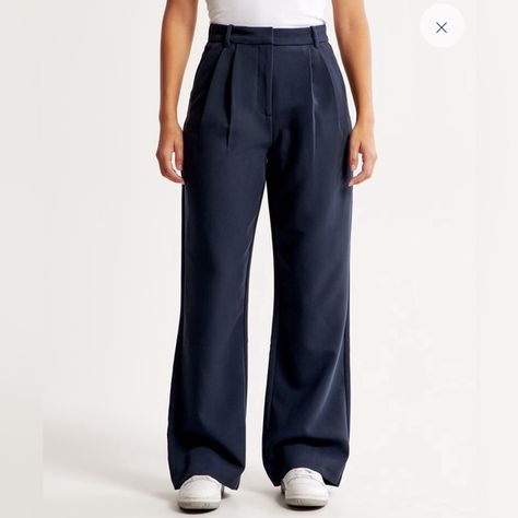 Curve Love A&F Sloane Tailored Pant Sloane Tailored Pant, Tailored Pants Women, Abercrombie (women), Striped Wide Leg Pants, Come Undone, Women's Bottoms, Wide Leg Pant, Pleated Pants, Tailored Pants