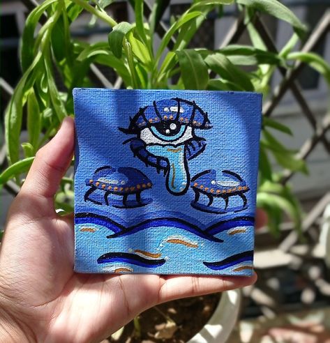 Cute Square Canvas Paintings, Tiny Canvas Ideas, Mini Paintings Aesthetic, Tiny Paintings Simple, Cute Mini Canvas Paintings, Cute Mini Paintings, Simple Mini Canvas Paintings, Little Canvas Paintings, Tiny Canvas Art