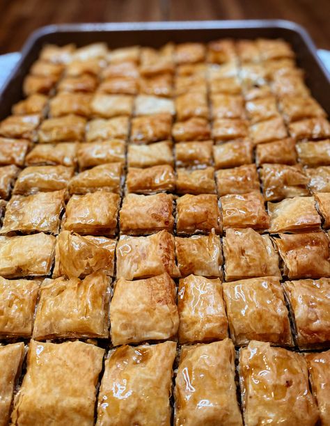 100 Year Old Baklava - Open Plate Anthropology Turkish Baklava Recipe Traditional, Baklava Blondies Girl Meets Farm, Authentic Baklava Recipe, Walnut Baklava Recipe, Baklava Recipe Middle Eastern, Baklava Recipe Greek, Peanut Baklava, Baklava Greek, Mini Baklava