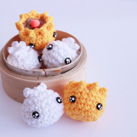 Ohana Craft — Free Crochet Amigurumi Pattern :  Xiao Long Bao Asian Crochet, Xiao Long Bao, Free Crochet Amigurumi, Mini Amigurumi, Knit Projects, Crochet Stuff, Stuffed Toys, Crochet Hook Sizes, White Crochet