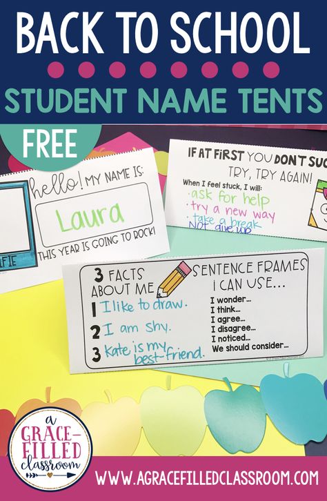 FREE Back to School Name Tents for 2nd and 3rd grade students! Get to know your students at the beginning of the school year with these growth mindset and goal setting name tents! Name Tent, 7th Grade Social Studies, Autumn Teaching Ideas, Fall Lesson Plans, Growth Mindset Activities, 7th Grade Science, Fall Lessons, Math Graphic Organizers, Math Centers Middle School