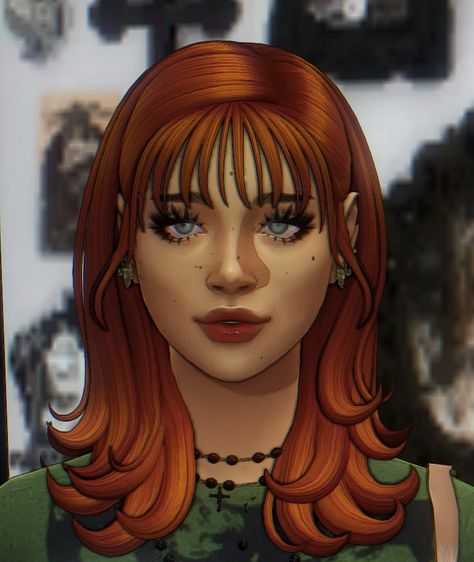 Second sim i post!! Just ask if you want the cc!! Sims 4 Cc Red Hair, Cc Hair, Chestnut Hair, Dark Red Hair, Hair Pack, Sims 4 Cc, Ginger Hair, Sims Cc, Sims 4