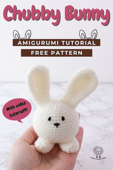 Chubby Bunny free amigurumi pattern Easy Crochet Bunny, Crochet Bunny Patterns, Easter Crochet Patterns Free, Bunny Patterns, Easter Bunny Crochet Pattern, Bunny Ideas, Bunny Amigurumi, Crochet Bunny Pattern, Easter Crochet Patterns