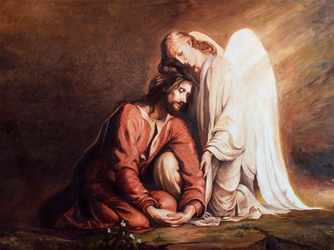 Garden Of Gethsemane Art, Rosary Images, Jesus Praying In Gethsemane, Jesus In The Garden Of Gethsemane, The Agony In The Garden, Agony In The Garden Of Gethsemane, Agony In The Garden Painting, Sorrowful Mysteries, Crying Angel