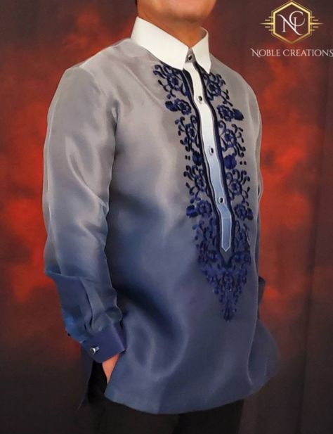 Filipino navy Pina barong Blue Barong, Barong Wedding, Filipino Debut, 18th Debut, Navy Groom, Filipino Wedding, Barong Tagalog, Shotgun Wedding, Wedding Lookbook